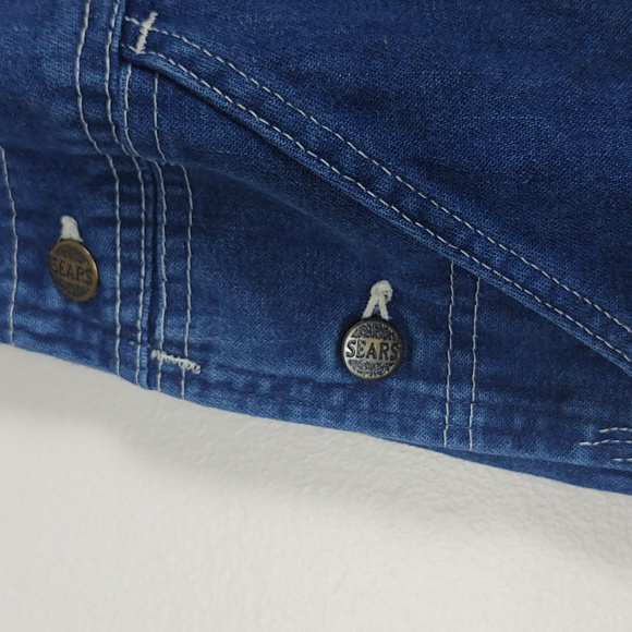 Vintage Overalls Sears Tradewear Union Made Blue Denim Bib 40 Grunge Work Street - Picture 2 of 14